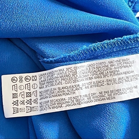 Zara Woman Royal Blue Boat Neck 3/4 Sleeve High Low Tunic Top Size L - Picture 12 of 13